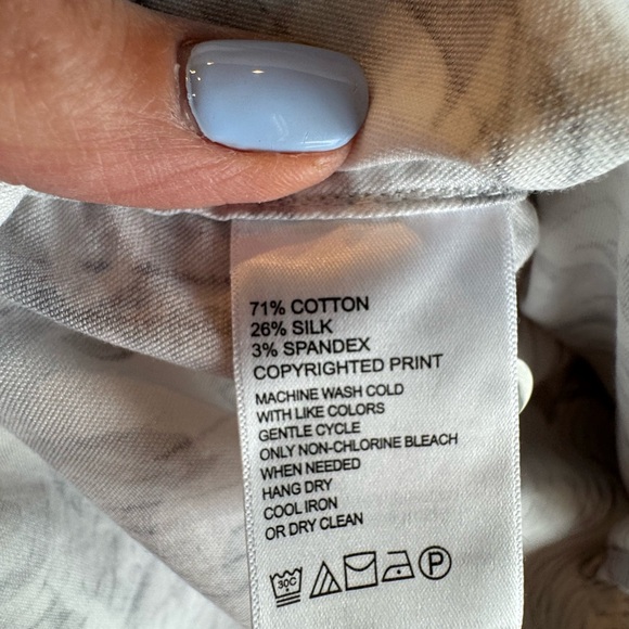 Tommy Bahama XXL Floral Button Up Shirt Gray White Cotton Silk Blend Long Sleeve - Picture 8 of 10